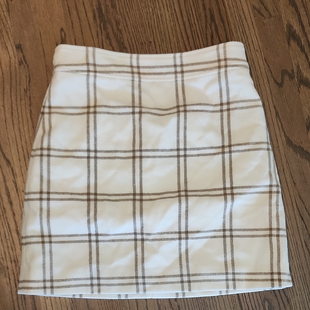 J. Crew Tan and White Mini Pencil Skirt Casual